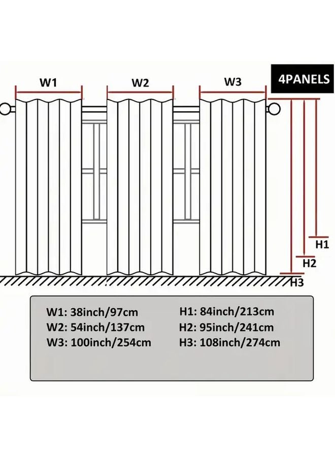 الستائر الخارجية البيج 37 × 95 بوصة 4 ألواح ستائر ترشيح الضوء للفناء والحديقة - Image 3
